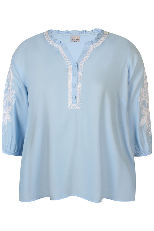 Gara 743-Blouse 3/4 Blue bell