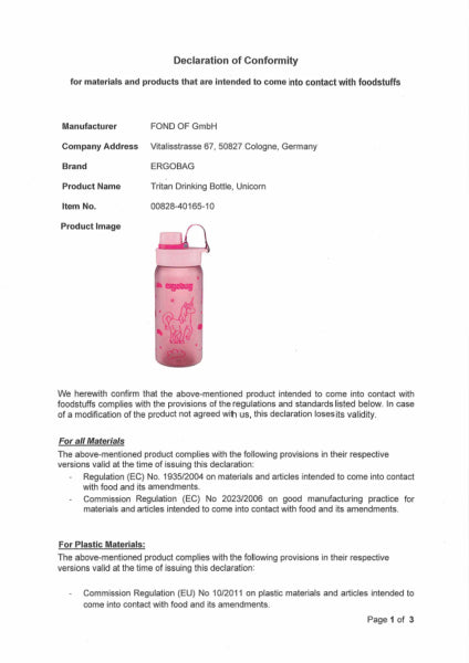 Trinkflasche Einhorn