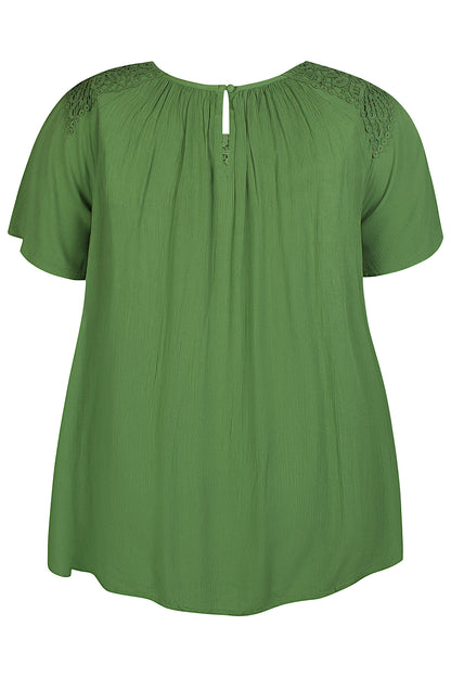 Zh-Luna 826-Blouse S/S Palm leaf