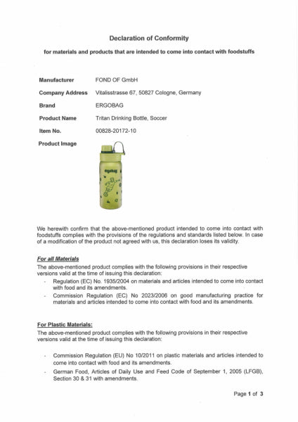 Trinkflasche Fußball