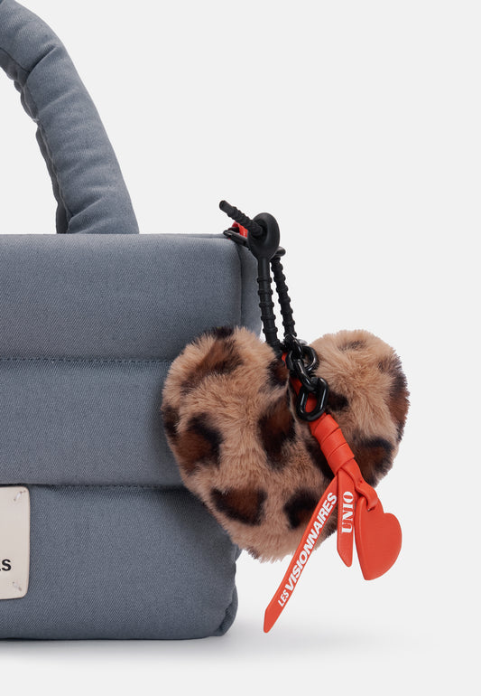 Fluffy Heart Charm leo brown