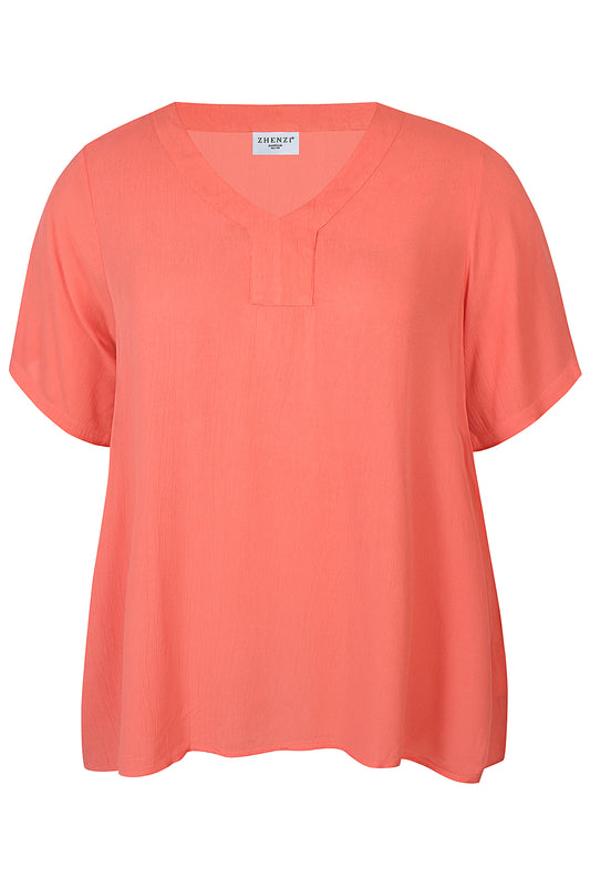 Giny 756-Blouse S/S Coral poppy
