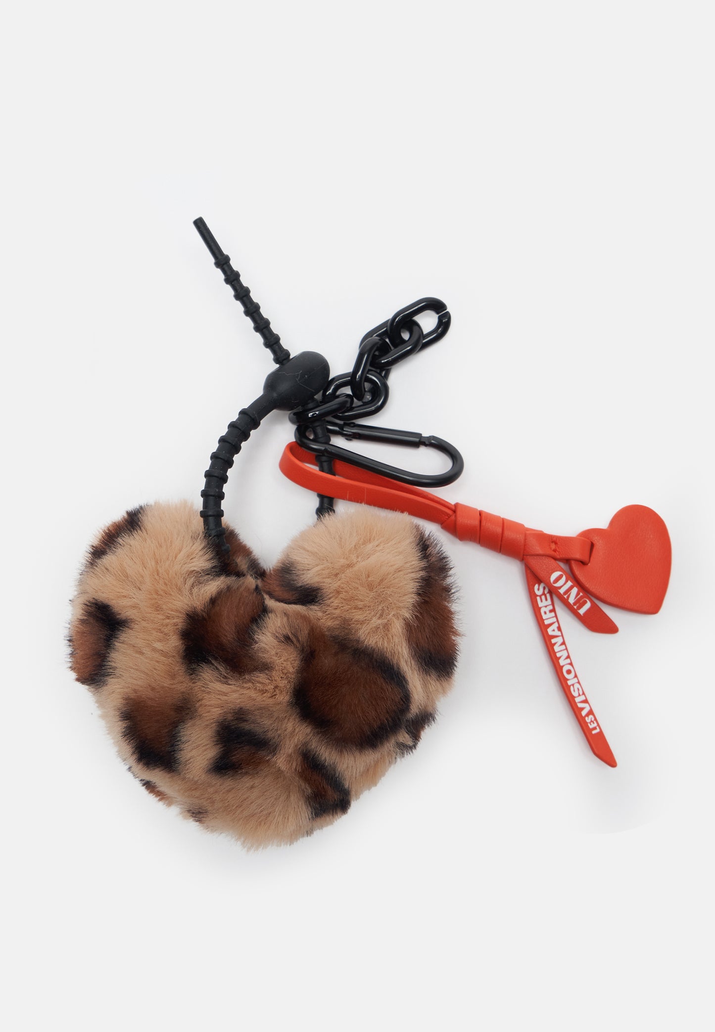 Fluffy Heart Charm leo brown